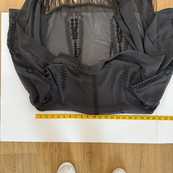 H&M Black Sheer Embroidered Open Kimono Cover up Open Jacket Large - Picture 8 of 10